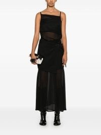 Proenza Schouler Dani Maxi Dress in Black ~ strappy semi sheer asymmetric neckline occasion dresses