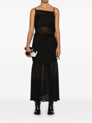 Proenza Schouler Dani Maxi Dress in Black ~ strappy semi sheer asymmetric neckline occasion dresses