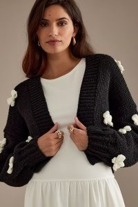 Anthropologie Roffe 3D Bow Cardigan | cropped open front cardigans