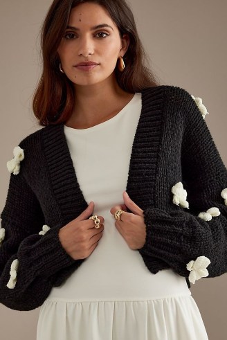 Anthropologie Roffe 3D Bow Cardigan | cropped open front cardigans