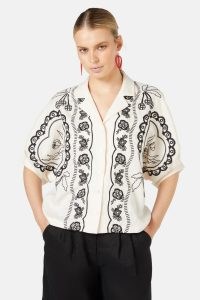 boden Romance Anglaise Shirt – womens floral embroidered linen balloon sleeve shirts