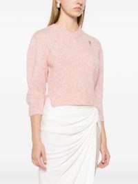 Simone Rocha crystal-embellished sweater in Rose Pink ~ women’s luxe sweaters ~ luxury knitwear