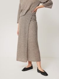 JIGSAW Soft Gauzy Knit Skirt Taupe / knitted slim fit wrap style skirts