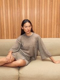 JIGSAW Soft Gauzy Knit T-shirt Taupe / relaxed contemporary knitted top