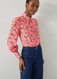 L.K. BENNETT Sonya Pink & Green Blouse ~ floral collared blouses