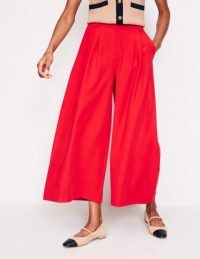 Boden Tailored Cropped Trousers in Red ~ women’s wide leg crop hem trouser