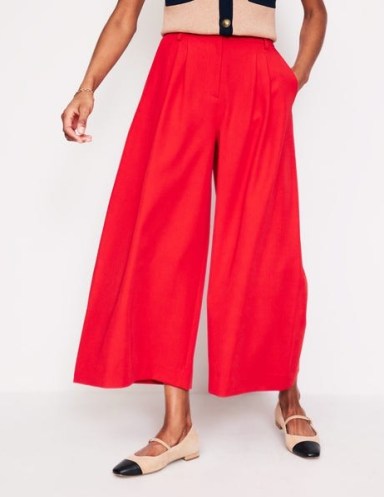 Boden Tailored Cropped Trousers in Red ~ women’s wide leg crop hem trouser