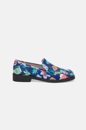 gorman x Tara Whalley Tara’s Studio Loafer – women’s blue printed leather loafers