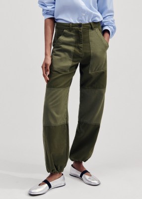 me and em Two-Tone Combat Trouser in Khaki ~ women’s casual cotton tonal green trousers ~ womens combats