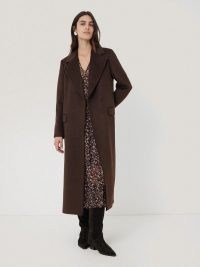 JIGSAW Wool Maxi City Coat Chocolate / womens brown longline coats / women’s autumn and winter outerwear