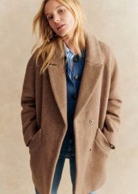 Sezane Andrew Coat in Hazelnut ~ women’s brown relaxed fit coats