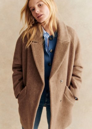 Sezane Andrew Coat in Hazelnut ~ women’s brown relaxed fit coats