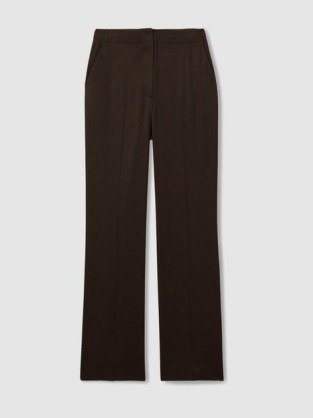 REISS Lena Atelier Virgin Wool-Blend Suit Trousers in Chocolate ~ women’s dark brown trouser suits