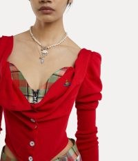 Vivienne Westwood Bea Corset Cardi in Red ~ fitted puff shoulder cardigan ~ women’s designer fashion