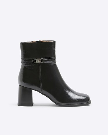 RIVER ISLAND Black Block Heeled Boots ~ women’s trendy autumn footwear