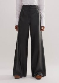 ME and EM Ultra-Soft Leather Wide-Leg Trouser in Black – women’s luxury trousers