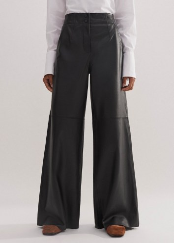 ME and EM Ultra-Soft Leather Wide-Leg Trouser in Black – women’s luxury trousers