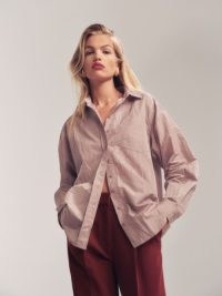 Reformation Eli Oversized Shirt in Blush ~ women’s pink relaxed fit shirts