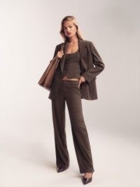 Reformation Vida Low Rise Pant in Brown ~ womens smart relaxed trousers