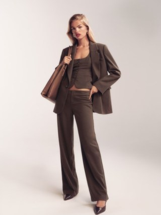 Reformation Vida Low Rise Pant in Brown ~ womens smart relaxed trousers