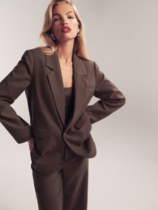 Reformation Parker Oversized Blazer in Brown ~ women’s relaxed suit jacket ~ womens single breasted blazers