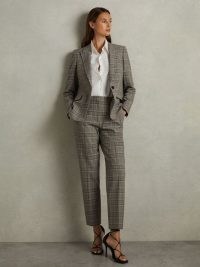 REISS Tamy Checked Slim Fit Suit Trousers in Grey Check ~ women’s chic trouser suits ~ womens smart office workwear