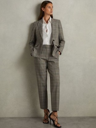 REISS Tamy Checked Slim Fit Suit Trousers in Grey Check ~ women’s chic trouser suits ~ womens smart office workwear