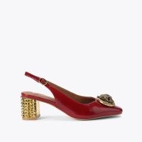 Kurt Geiger London chelsea block slingback heel in Red ~ embellished patent leather slingbacks ~ boujee crystal shoes