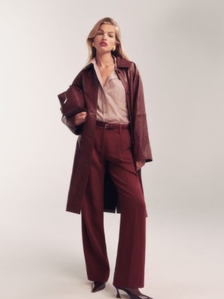 Reformation Alex Mid Rise Pant in Chiant ~ women’s smart relaxed fit dark red trousers ~ womens autumn clothing