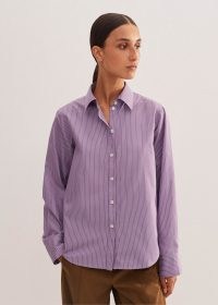 ME and EM Cotton Relaxed Forever Stripe Shirt in Purple / White ~ women’s lilac striped shirts