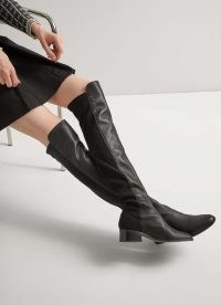 L.K. BENNETT Duke Black Half And Half Stretch Over The Knee Boot – women’s long leather boots