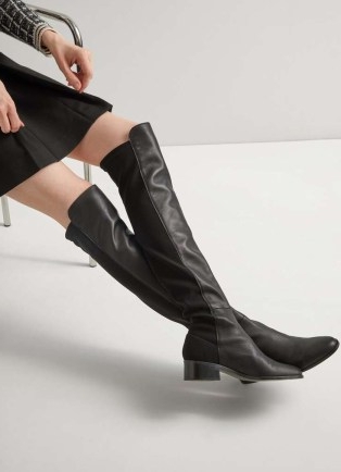 L.K. BENNETT Duke Black Half And Half Stretch Over The Knee Boot – women’s long leather boots