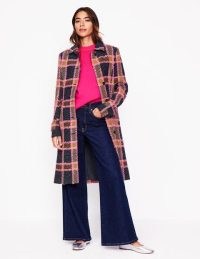 Boden Durham Wool Blend Coat Pink Check – women’s checked winter coats