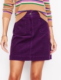 Boden Estella Cord Skirt in Damson | short length deep purple corduroy skirts | women’s fashion for Autumn / Winter 24 / 25