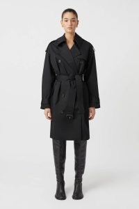 CAMILLA AND MARC Evans Knee-Length Trench Coat in Black~ chic belted coats