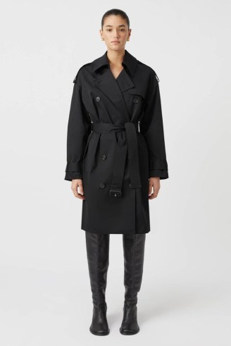 CAMILLA AND MARC Evans Knee-Length Trench Coat in Black~ chic belted coats