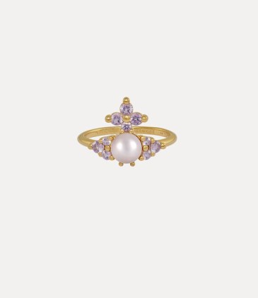 Vivienne Westwood Feodora Ring ~ light purple crystal and glass pearl rings