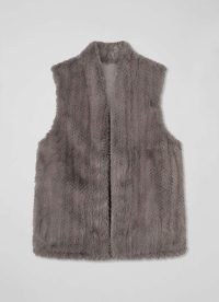 L.K. BENNETT Gil Grey Faux Fur Waistcoat / women’s fluffy textured gilet / womens sleeveless winter jacket / luxe style gilets