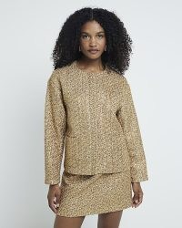 RIVER ISLAND Gold Boucle Tailored Jacket ~ glamorous metallic fibre jackets ~ party glamour