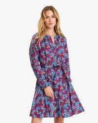 DRAPER JAMES Imogen Mini Shirtdress in Stretch Poplin Coneflowers / long sleeve tie waist floral dresses