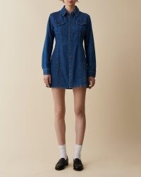 JEANERICA Elouise Denim Shirt Dress | blue collared long sleeve organic cotton dresses