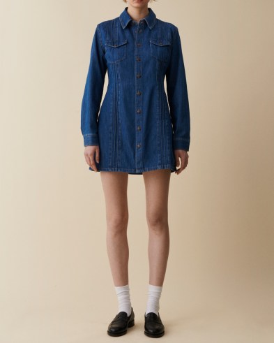 JEANERICA Elouise Denim Shirt Dress | blue collared long sleeve organic cotton dresses