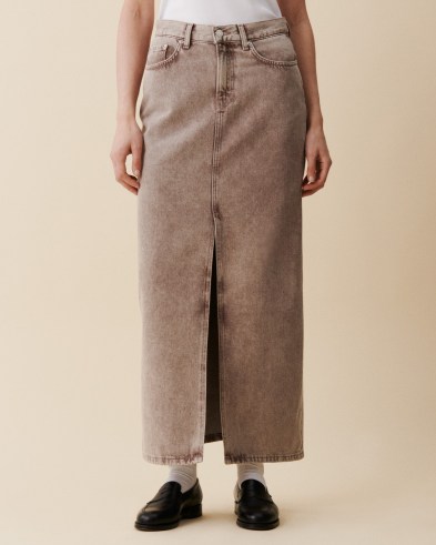 JEANERICA Garance long denim skirt in Clay 8 Weeks | straight front slit maxi skirts