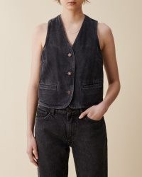 JEANERICA Vera vest in Black Vintage 62 | women’s denim waistcoat style vests