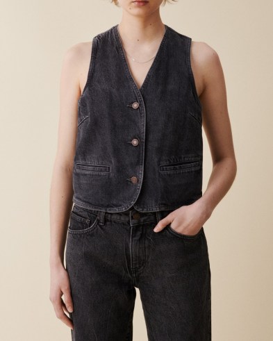 JEANERICA Vera vest in Black Vintage 62 | women’s denim waistcoat style vests