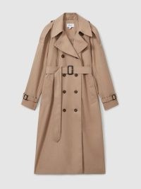 Reiss Jenna Double Breasted Belted Trench Coat in Camel | women’s classic autumn coats