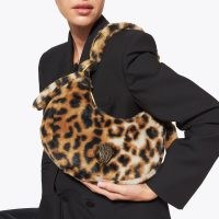 Kurt Geiger London small kensington puff hobo bag in Brown Other ~ faux fur leopard print shoulder bags ~ glamorous fluffy winter handbag