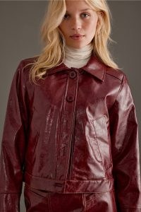 LAAGAM Alexa Jacket in Red – women’s luxe style faux leather collared jackets