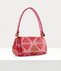 Vivienne Westwood Medium Hazel Handbag in Pink/Red ~ pink and red quilted handbags ~ padded leather top handle bags