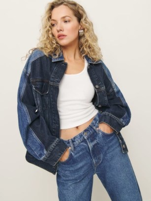 Reformation Brooks Oversized Denim Jacket in Morro Two Tone | tonal blue relaxed fit jackets | cool double denim look